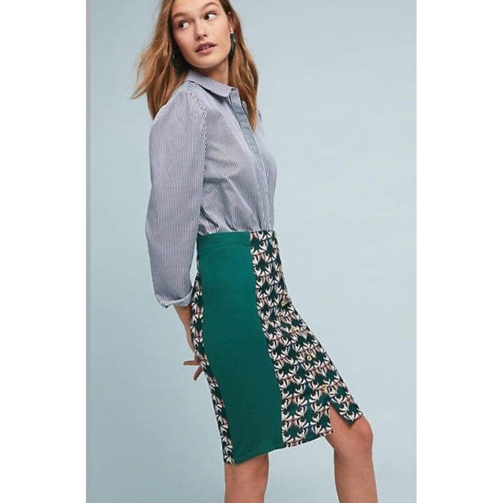Anthropologie‎ Dolan Left Coast Devlin Buttondown Pencil Skirt in Green, NWT